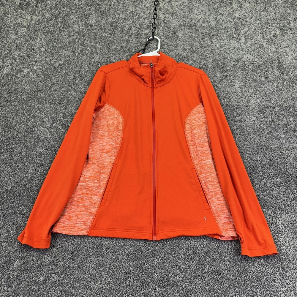 Danskin Now Track Jacket Womens 2XL Orange Colorblock Full Zip Lightweight